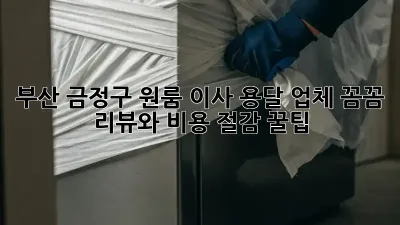 부산 금정구 원룸 이사? 용달 업체 꼼꼼 리뷰와 비용 절감 꿀팁!
